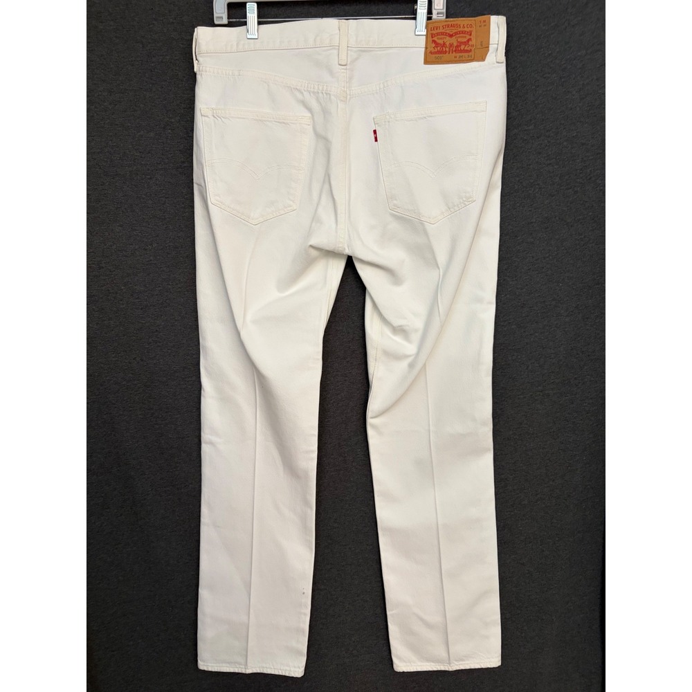 Vintage Levis 501 Original Fit White Denim Jeans  36x34 Button Fly Straight Leg